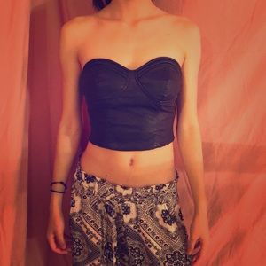 Faux leather crop top